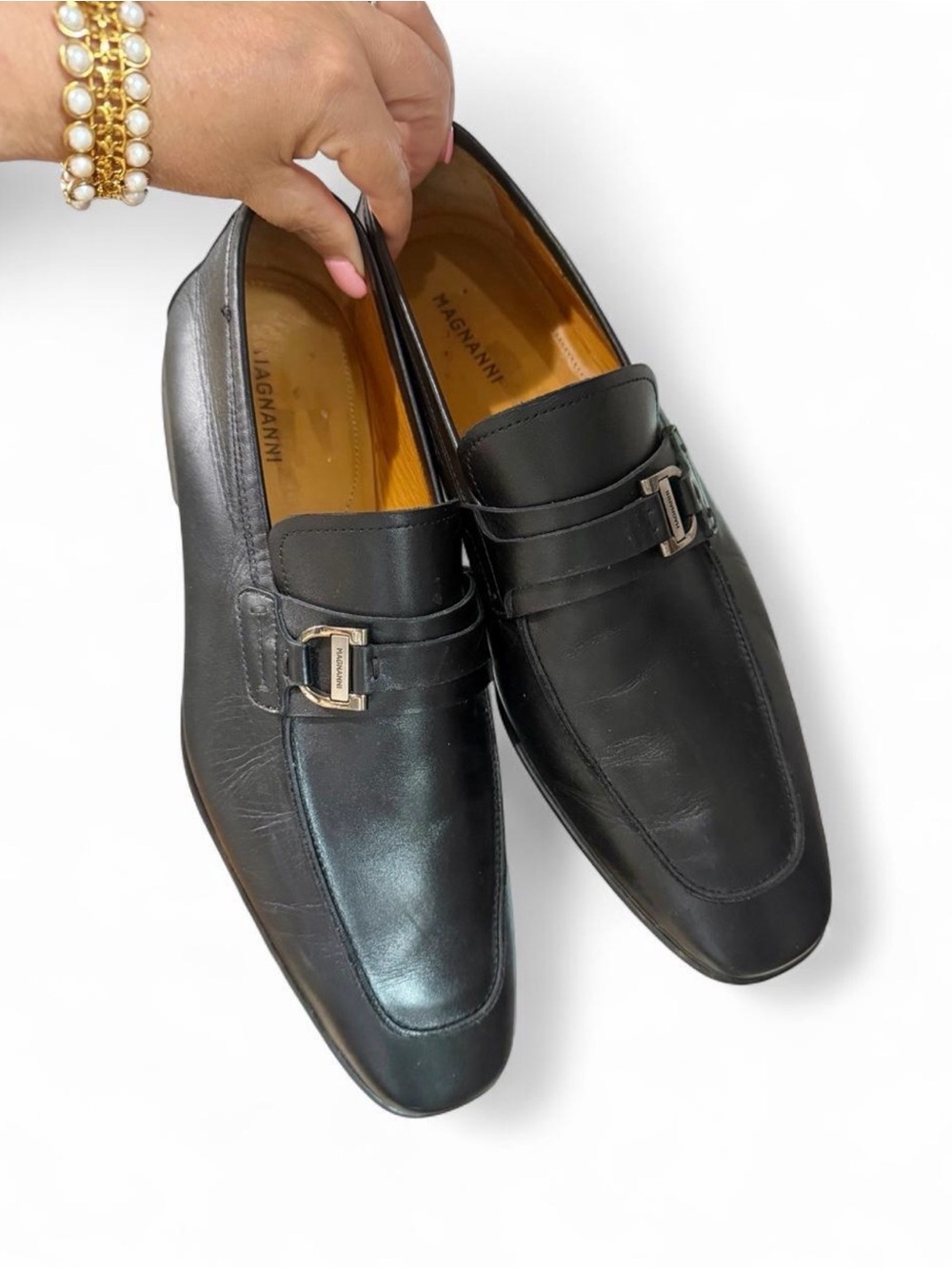 Magnanni Black Leather Slip-On Bit Loafers - Picture 4 of 7